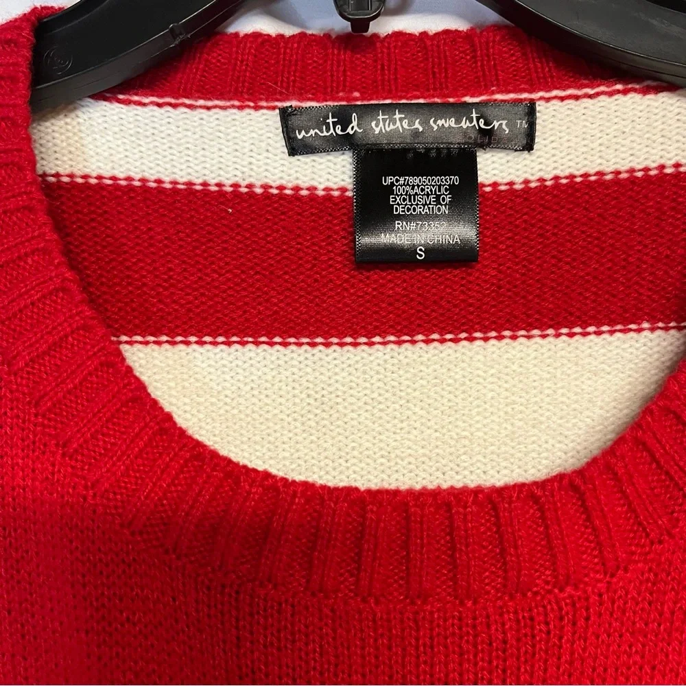 Christmas Red Reindeer Crew Neck Sweater by US Company with bells - Picture 4 of 5